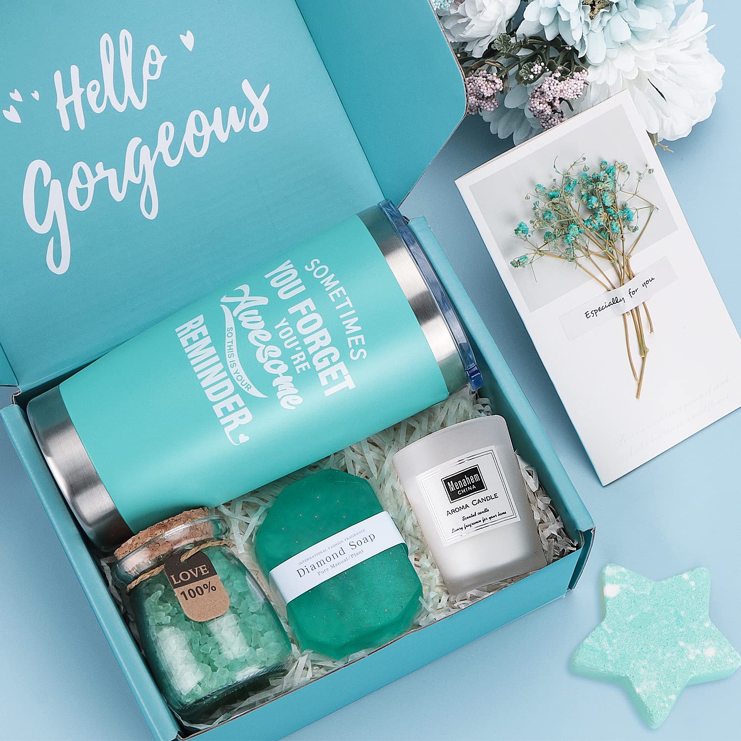 Relaxing Spa Bath Gift Set for Women - Self Care Birthday Gifts for Her, Mum, Wife, Sister & Friends | Unique Wellbeing Present with Bath Salts, Candles & More | Perfect for Pampering, Stress Relief & Special Occasions
