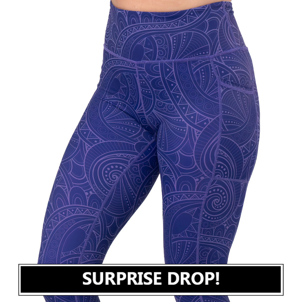 Purple Zenergy Leggings for Women - High Waisted Yoga Pants with Pockets, Soft & Stretchy Workout Leggings for Running, Gym, Lounge & Everyday Wear