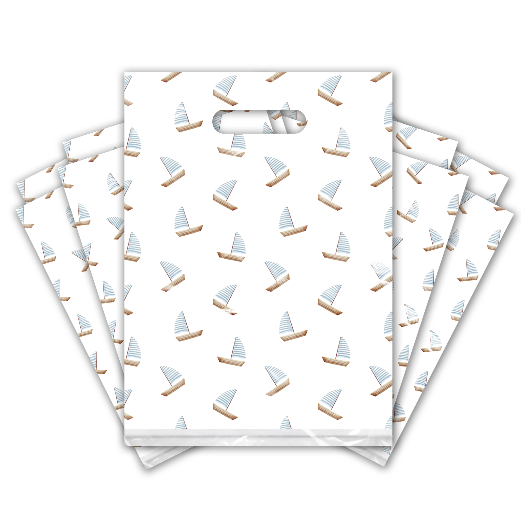 9x12 Sailboats Designer Poly Plastic Merchandise Bags - Premium Printed Retail Shopping Bags for Boutiques, Gift Shops & Events | Waterproof & Durable Packaging Solution