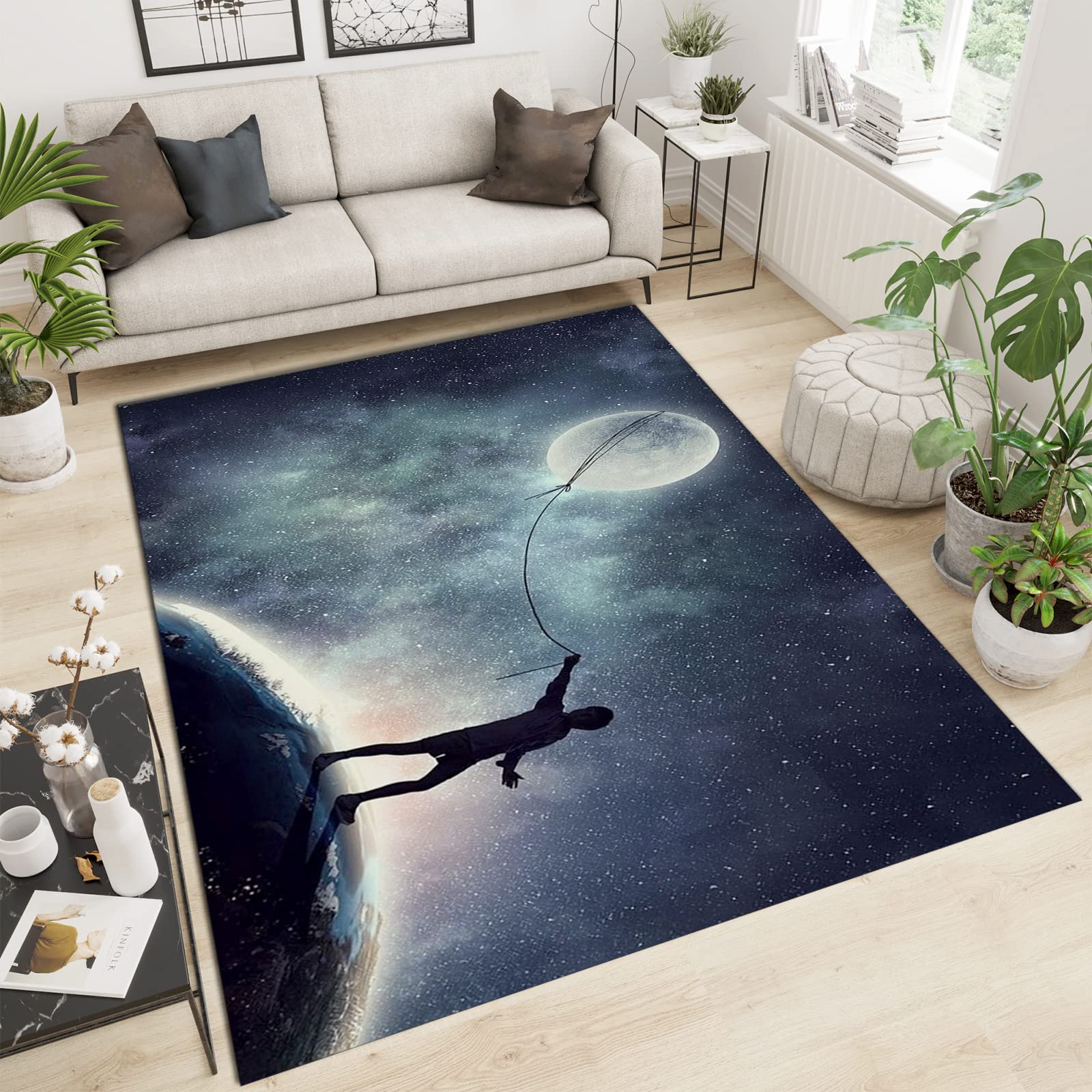 Modern Abstract Area Rug 4x6ft - Personalized Living Room Rug, Machine Washable, Lightweight & Eco-Friendly - Soft & Comfortable for Bedroom, Living Room, Study, Game Room - Perfect for Home Decor, Apartment, Office & Nursery