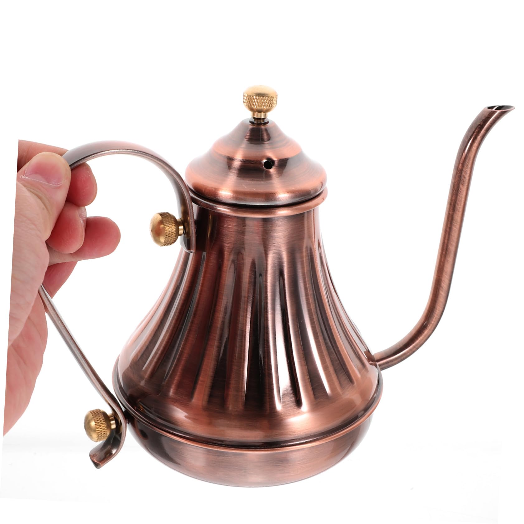 Premium Cabilock 420ml Stainless Steel Gooseneck Kettle - Whistling Stovetop Teapot for Pour Over Coffee & Tea Brewing | Heavy Duty Bronze Hot Water Kettle Perfect for Home, Office & Camping Use