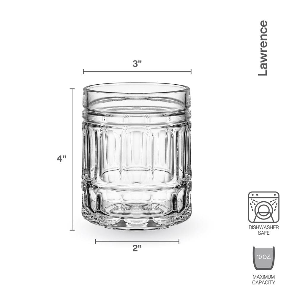 Premium Lawrence Set of 4 Double Old Fashioned Whiskey Glasses - Heavy Base Crystal Clear Barware for Bourbon, Scotch & Cocktails - Perfect for Home Bars, Gifts & Entertaining