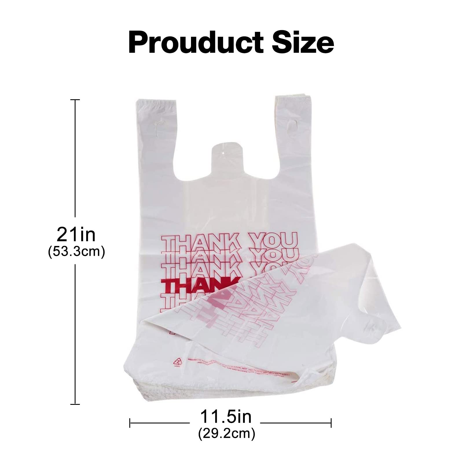 TashiBox 11.5x6.25x21 Inch Plastic Thank You Bags - 15 Micron, 0.6 Mil Thickness (Pack of 308) - Perfect for Restaurants, Convenience Stores & Retail Packaging