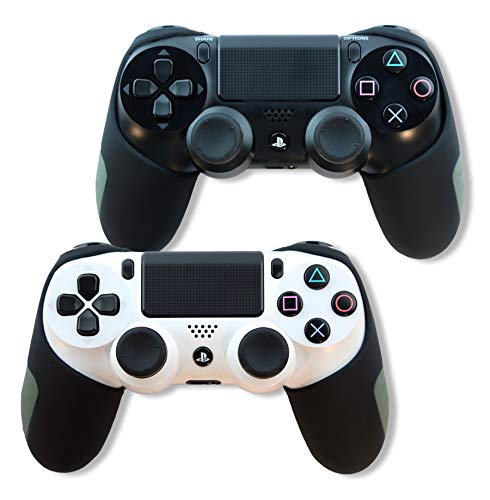 PAXO 2-Pack Black Silicone Protective Case Cover for PS4 Controller - Durable Grip, Shockproof Design for Enhanced Gaming Experience