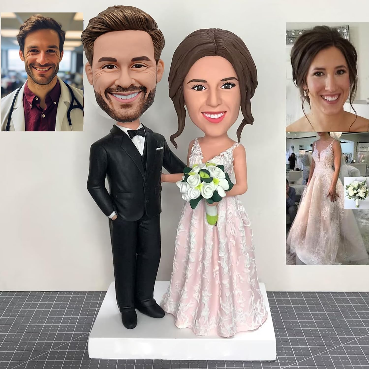 Custom Bobbleheads - Personalized Handmade Wedding Couple Figurines | Unique Anniversary Gifts | Custom Sculpture for Wedding, Engagement & Special Occasions