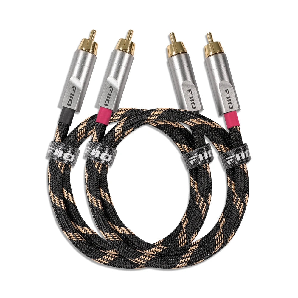 Premium FiiO LR RCA4 Dual RCA Audio Cable - 5N Silver Plated Pure Copper for Hi-Fi Systems, Home Theater & Audiophile Setups - Crystal Clear Analog Signal Transmission