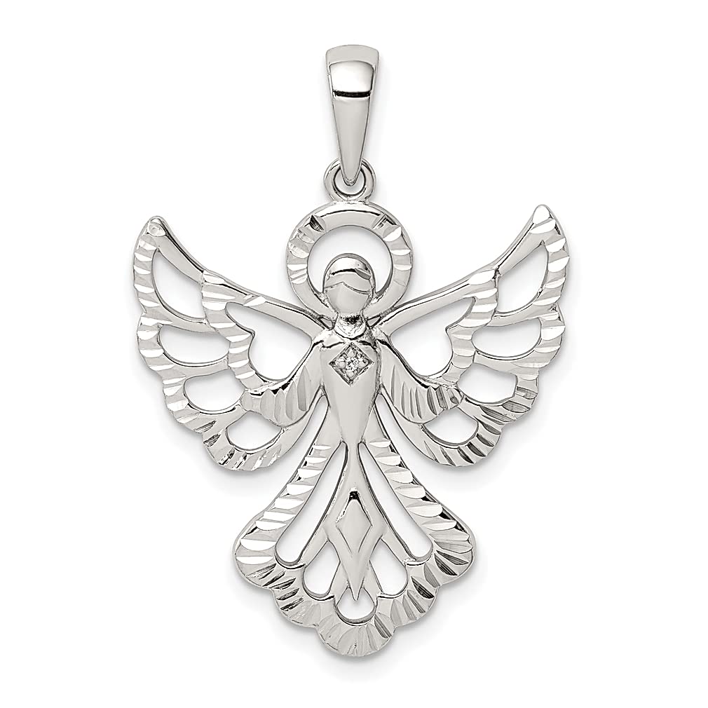 925 Sterling Silver Diamond Angel Pendant Necklace - Religious Jewelry for Women, Gift for Her - Perfect for Baptism, Christmas, Birthday & Special Occasions