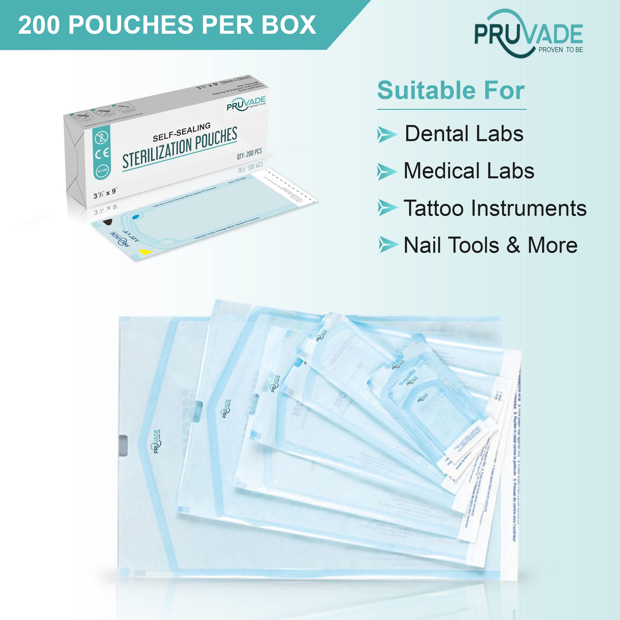 Sterilization Pouches - 200 Pack 5.25