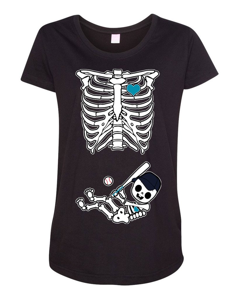 Baby Skeleton Baseball Maternity T-Shirt - Cute Halloween Pregnancy Tee for Expecting Moms | Perfect for Halloween, Baby Showers & Gender Reveal Parties