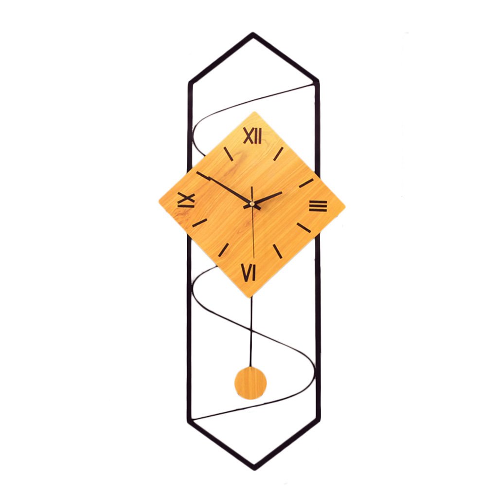 TIANTA Hexagonal Wall Clock - Solid Wood Dial, Wrought Iron Frame, Silent Non-Ticking Quartz Movement - Modern Decor for Bedroom, Living Room, Office & Kitchen | Perfect Gift for Home & Office