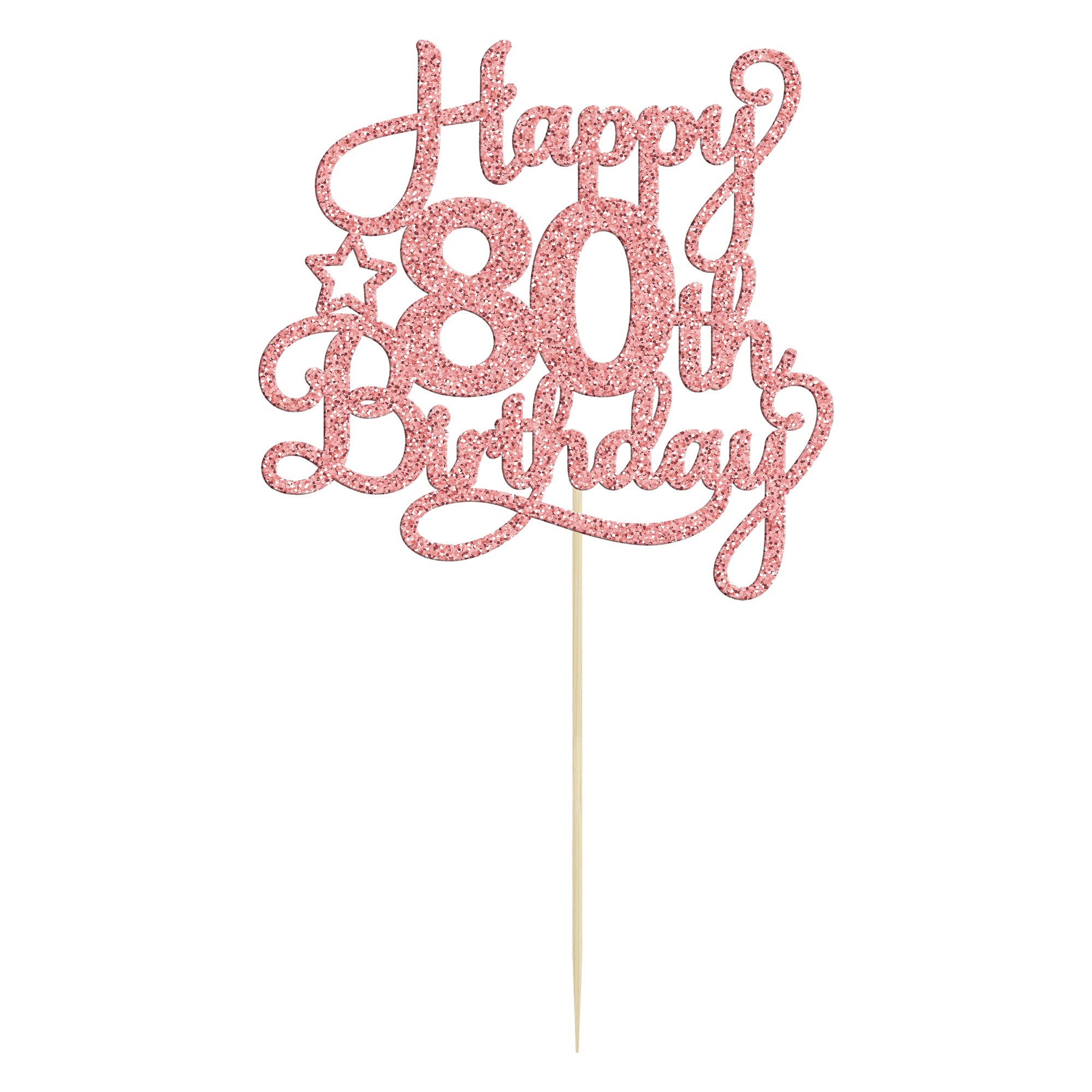 1 Pack Rose Gold Glitter 80th Birthday Cake Topper - '80 & Fabulous Cheers to 80 Years' Cake Decorations for 80th Birthday Party, Anniversary Celebration, and Special Occasions