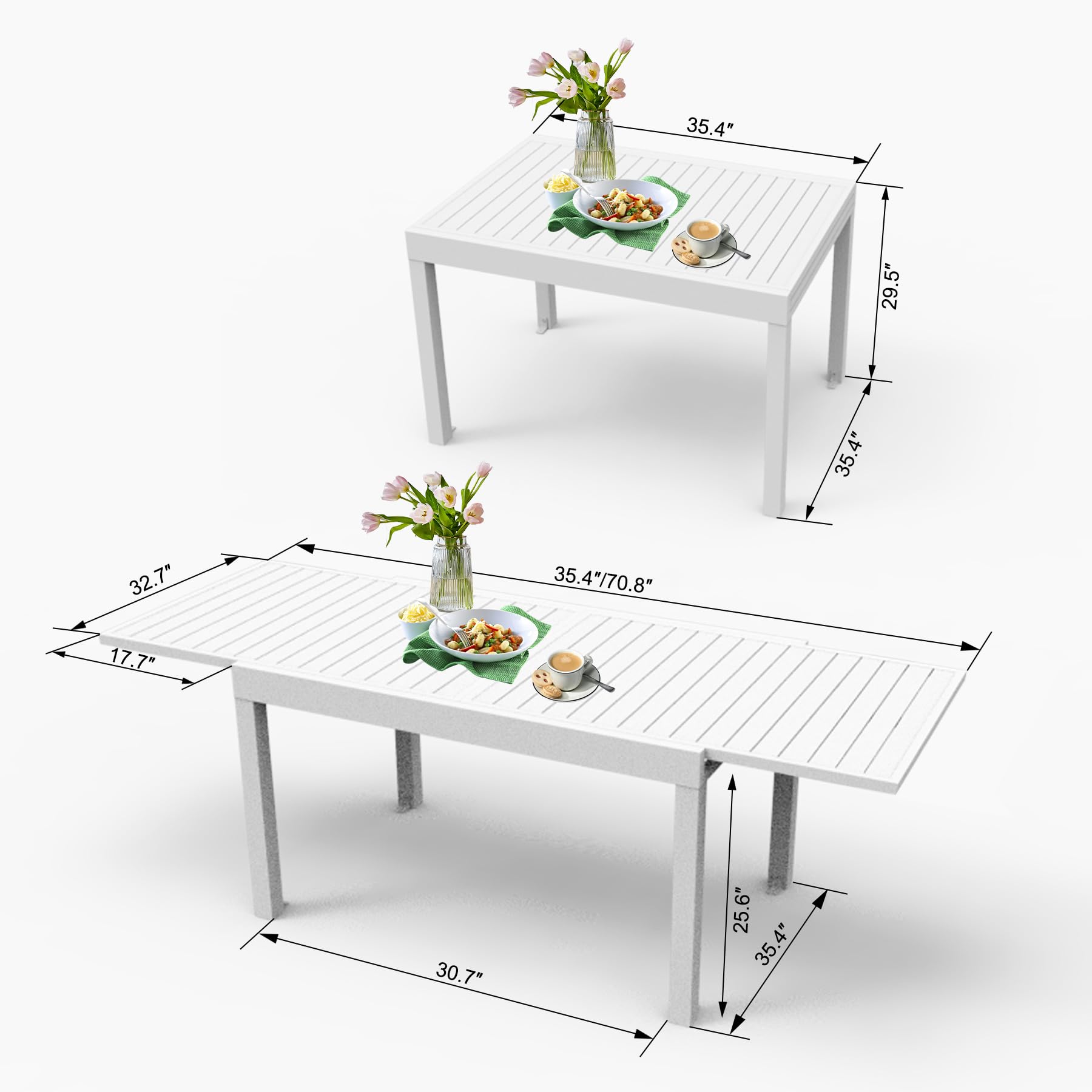 Domi Aluminum Extendable Dining Table 35