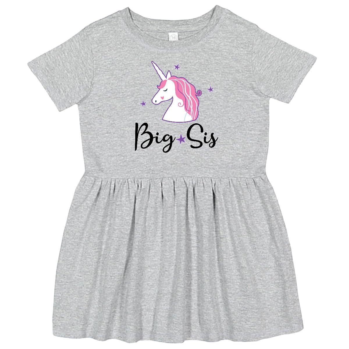 Inktastic Big Sis Unicorn Girls Sister Announcement Toddler Dress - Cute Unicorn Print Outfit for Toddler Girls, Perfect for Sibling Announcement, Birthday Party & Family Photos