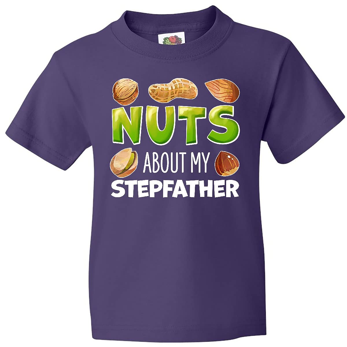 Buy Inktastic Nuts About My Stepfather Peanut Almond Pistachio Youth T-Shirt - Funny Family Gift for Stepdad, Father's Day & Birthday - Soft Cotton Casual Wear for Kids & Teens