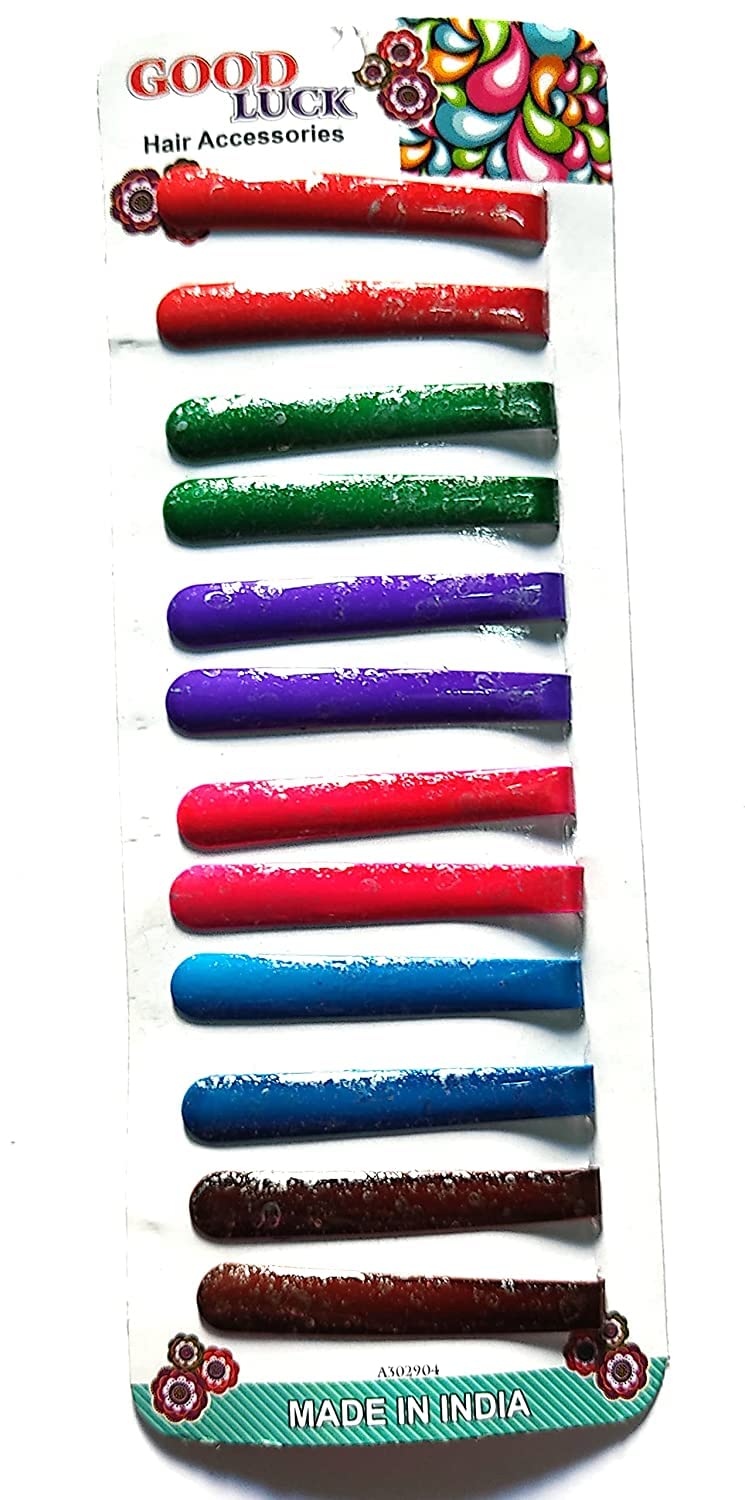 Premium Good Luck Strong Metal Dark Glitter Hair Pin Clips - Pack of 12 | Secure Hair Accessories for Women, Perfect for Parties, Weddings & Everyday Styling