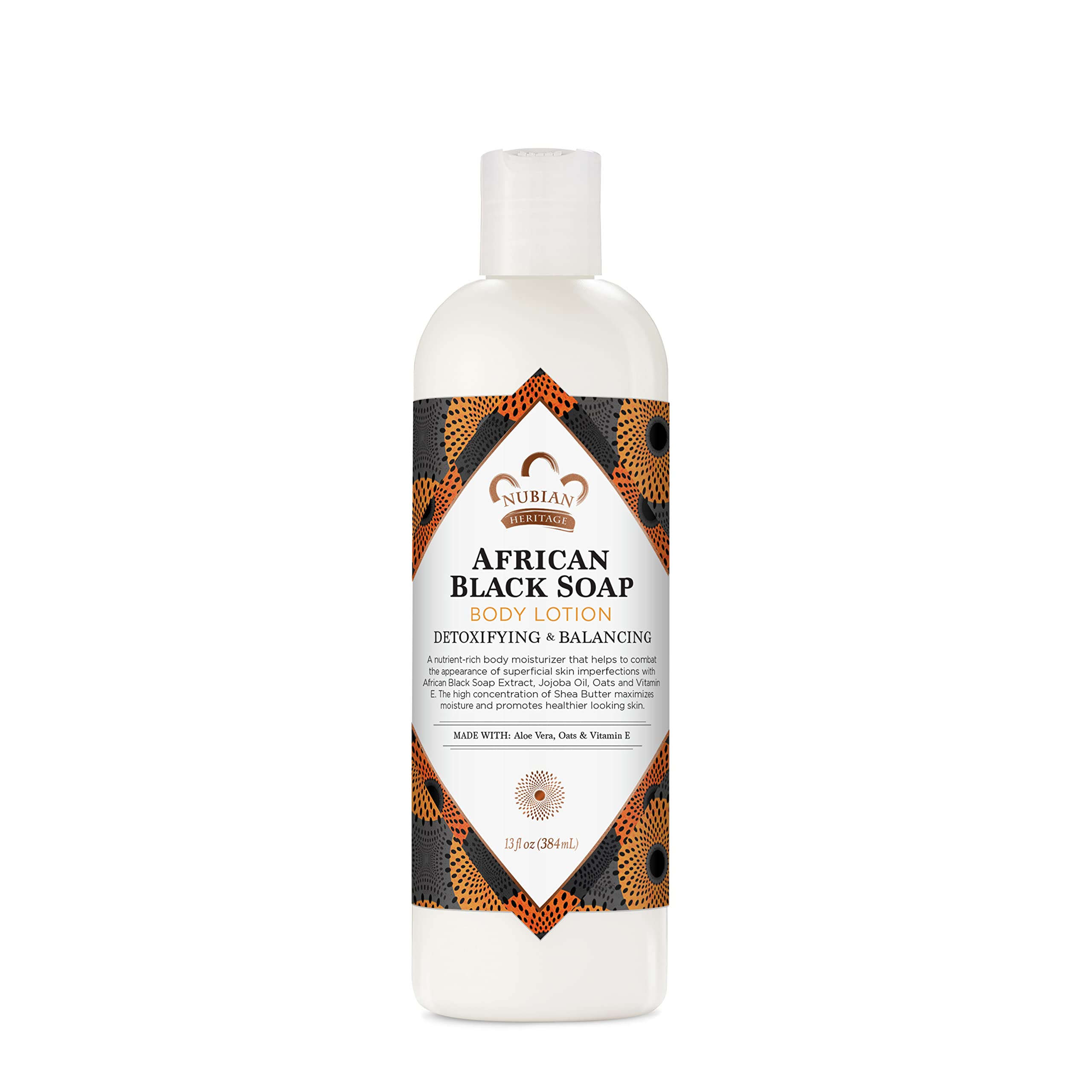 Nubian Heritage African Black Soap Body Lotion for Dry Skin - Paraben Free Moisturizer, 13 oz | Hydrating & Soothing for Sensitive Skin, Daily Skincare Routine