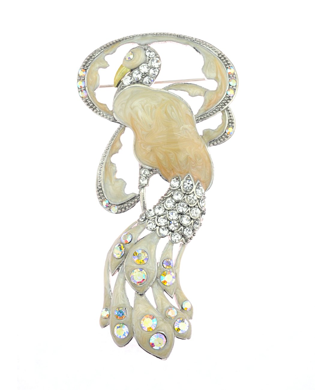 Multicolor Peacock Brooch with Austrian Crystals for Women's Fashion