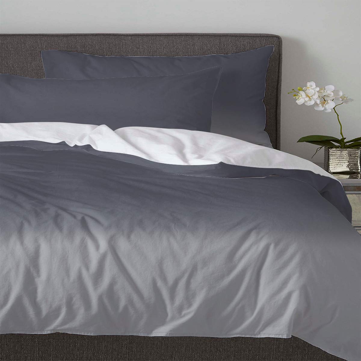 Ombre Grey 3-Piece Full Size Duvet Cover Set with 2 Pillow Shams - Lightweight Soft Comforter Cover for Bedroom Decor | Perfect for Guest Rooms, Master Bedrooms & Cozy Home Styling