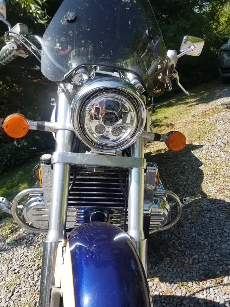 1997-2003 Honda Valkyrie LED Headlight - Eagle Lights Round Projection Red LED Headlamp for Standard & Touring Models - Upgrade Motorcycle Lighting for Night Riding & Enhanced Visibility