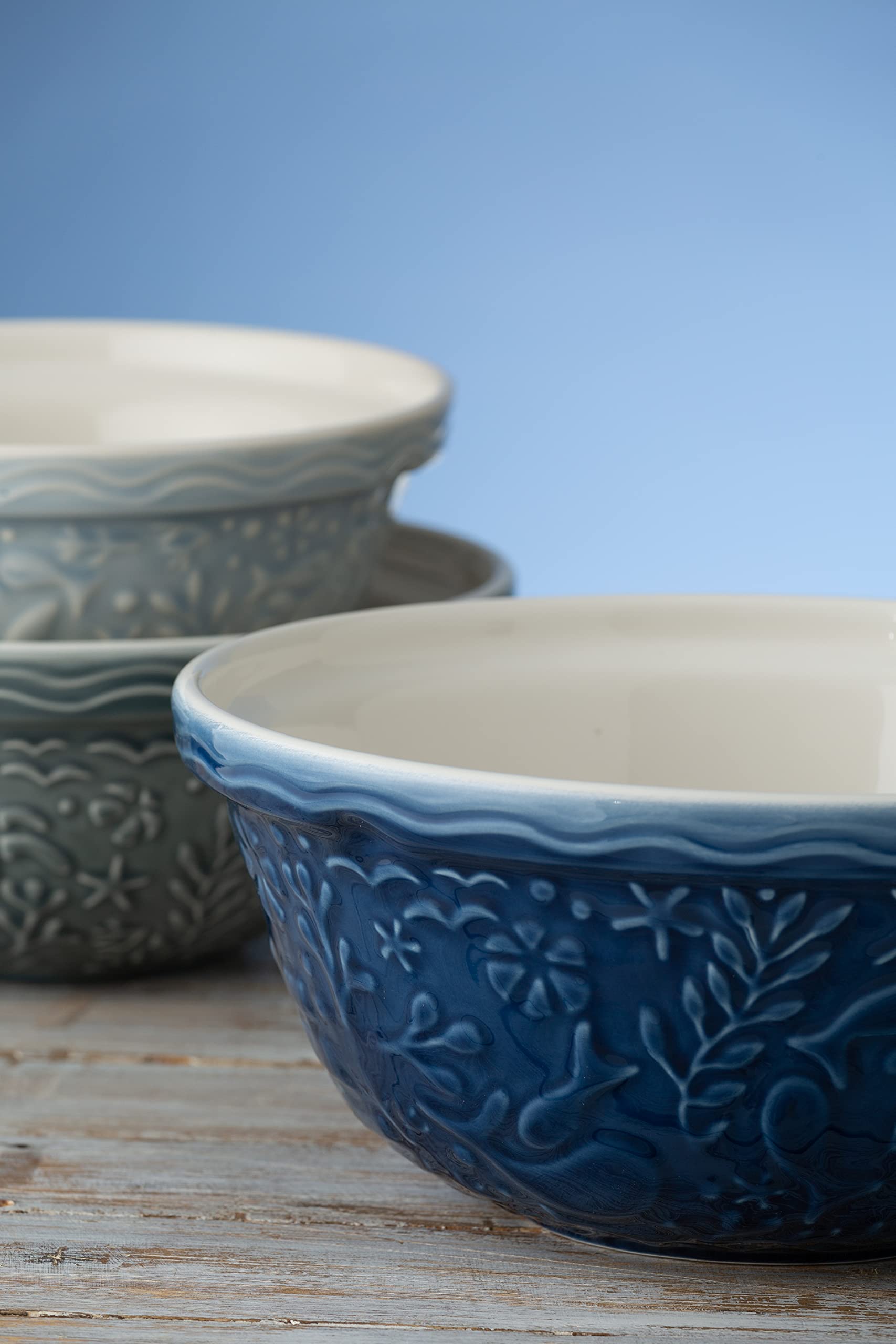 Mason Cash Nautical Collection Mixing Bowl - 12-Inch Ceramic Baking Bowl with Non-Slip Base | Perfect for Baking, Mixing Dough & Kitchen Decor