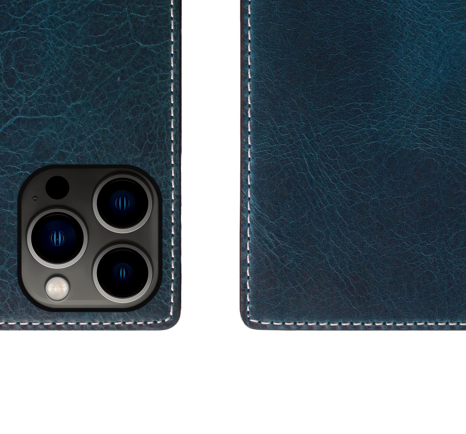 Premium Italian Wax Leather Wallet Case for iPhone 12 Pro Max - Handcrafted Genuine Leather Diary Style with Card Slots & Cash Pocket | Luxury Gift Box Included (Blue) | Perfect for Business Professionals & Daily Use