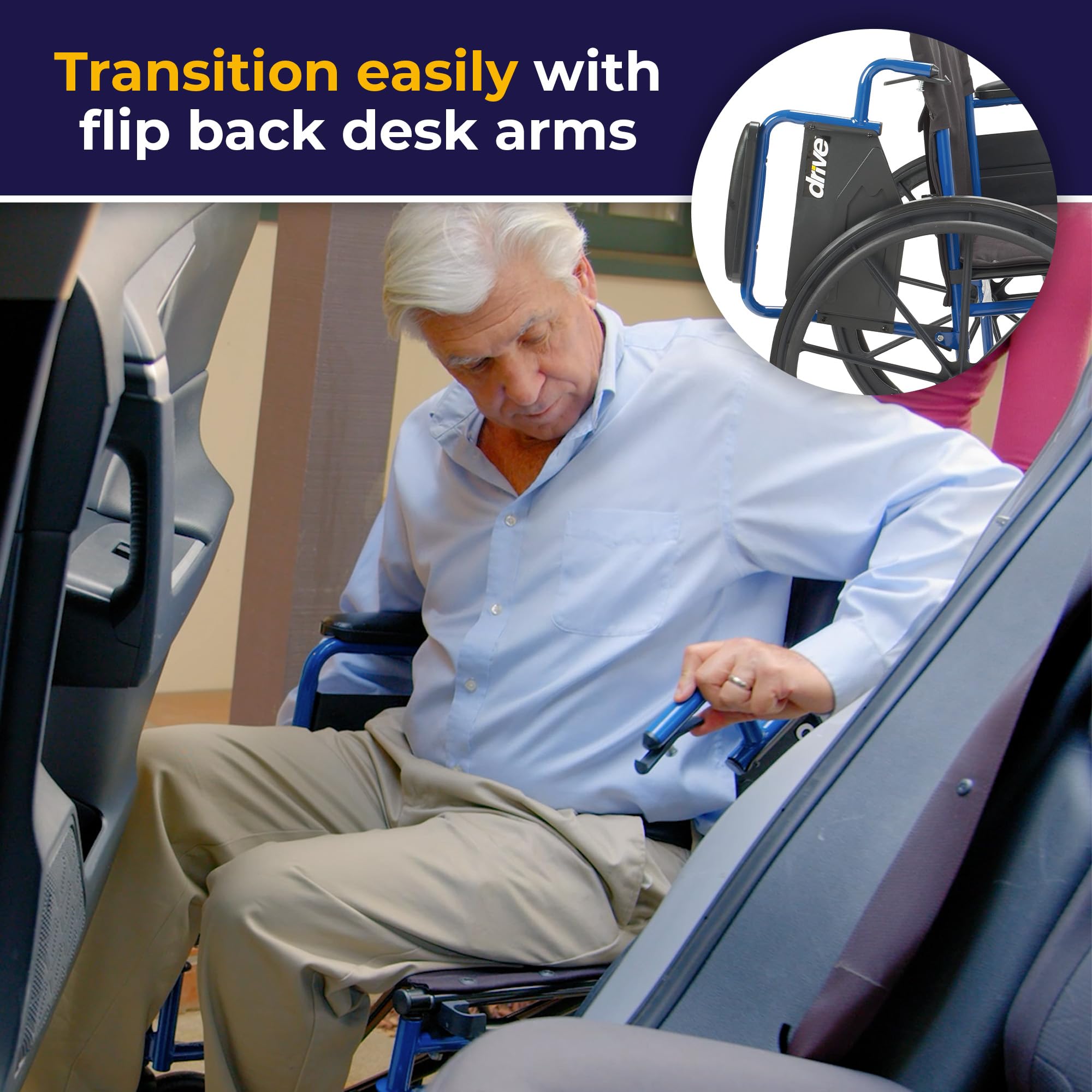 Drive Medical Single Axle Blue Streak Wheelchair - 18