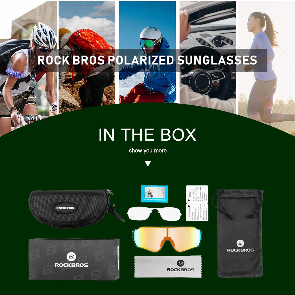 RockBROS Polarized Sunglasses for Men & Women - UV400 Protection, Anti-Glare Cycling Glasses for Outdoor Sports, Running, Hiking & Driving