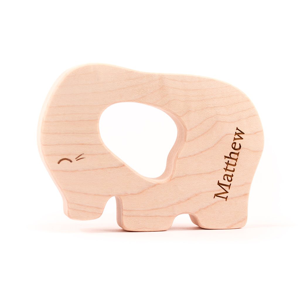 Natural Wooden Elephant Teether for Babies - Safe & Non-Toxic Chewing Toy for Teething Relief | Perfect Baby Shower Gift & Nursery Essential