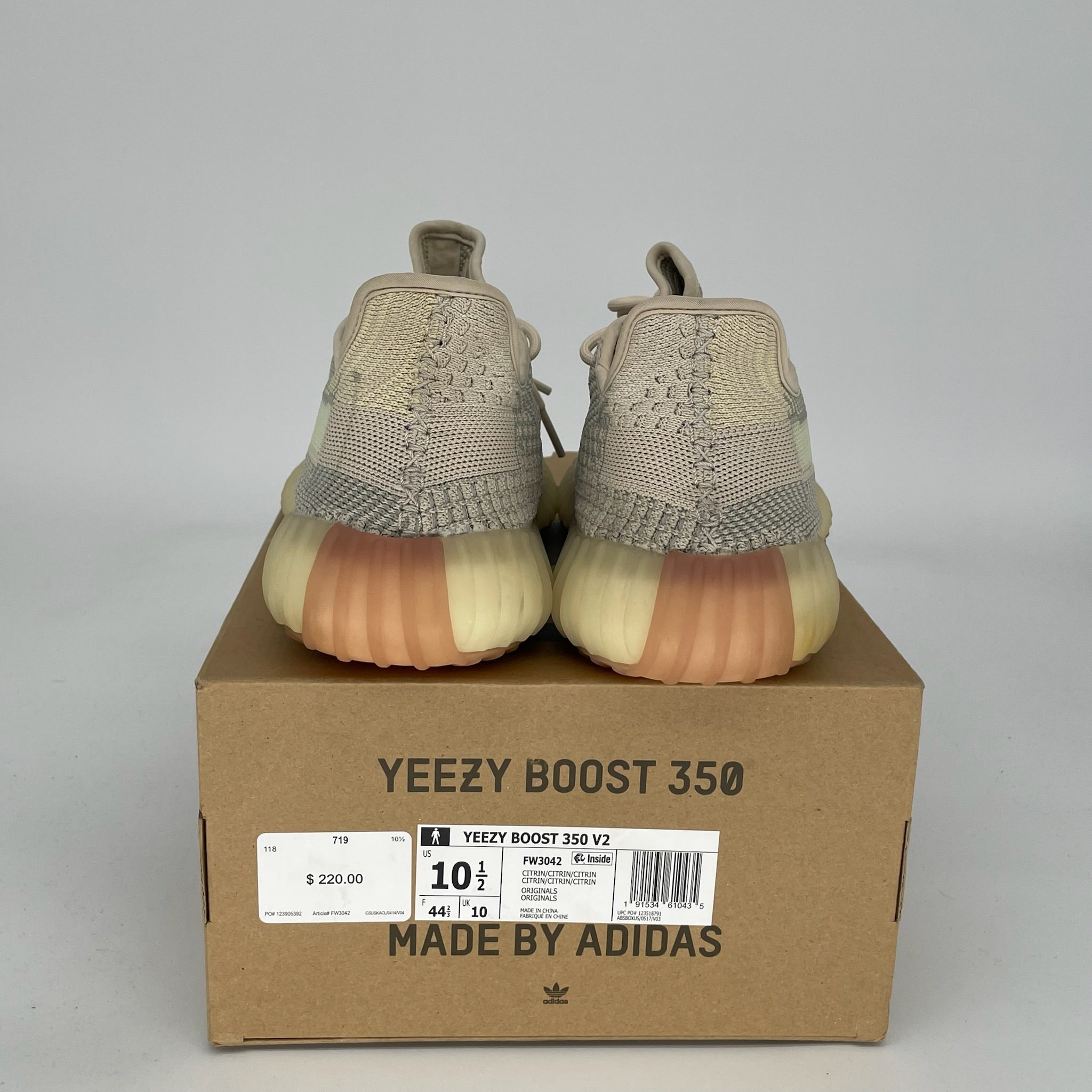 Adidas Yeezy Boost 350 V2 Citrin Non-Reflective - Men's Size 10.5 (FW3042) | Running Shoes, Gym Workouts & Casual Streetwear