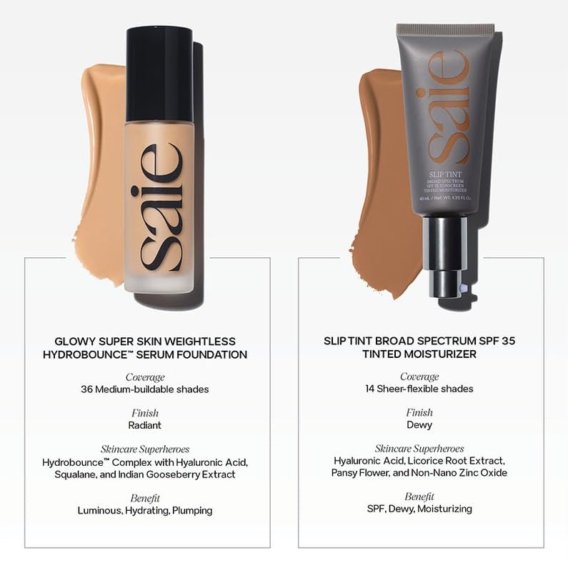 Saie Slip Tint SPF 35 Tinted Moisturizer - Lightweight Hydrating Face Moisturizer with Hyaluronic Acid & Zinc Oxide Sunscreen - Shade Five (1.35 oz) | Perfect for Daily Wear, Sun Protection & Natural Makeup Look