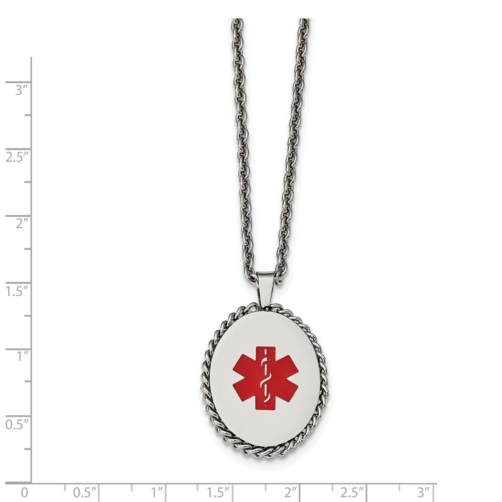 Stainless Steel Polished Enameled Oval Medical Charm Necklace - Elegant Jewelry for Nurses, Doctors & Healthcare Professionals - Perfect for Work, Gifts & Special Occasions