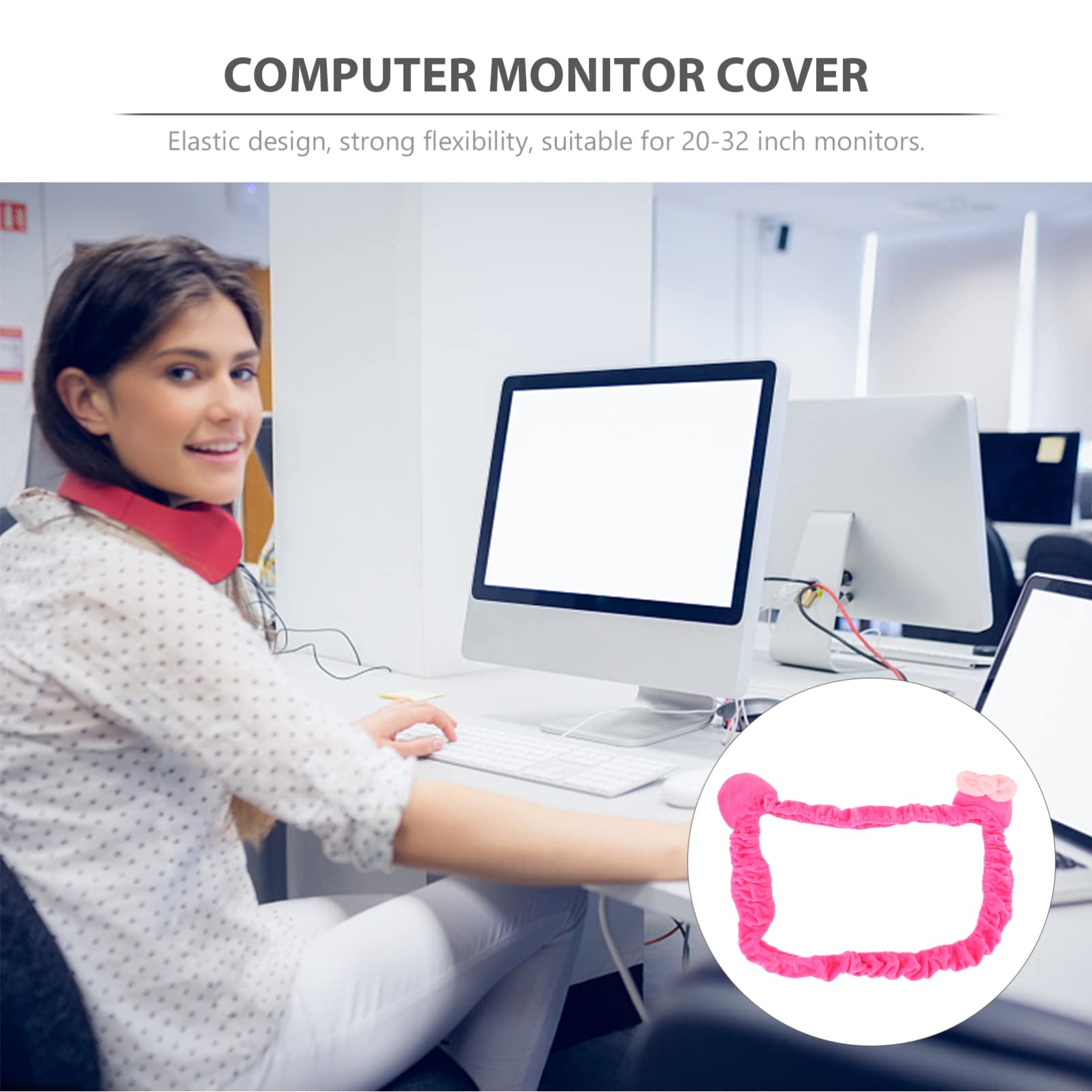 1PC Pink Computer Monitor Dust Cover - Adorable Polyester LCD Screen Protector for Desktops, Air Conditioning Units | Cute & Functional Cleaning Accessory for Home & Office Use