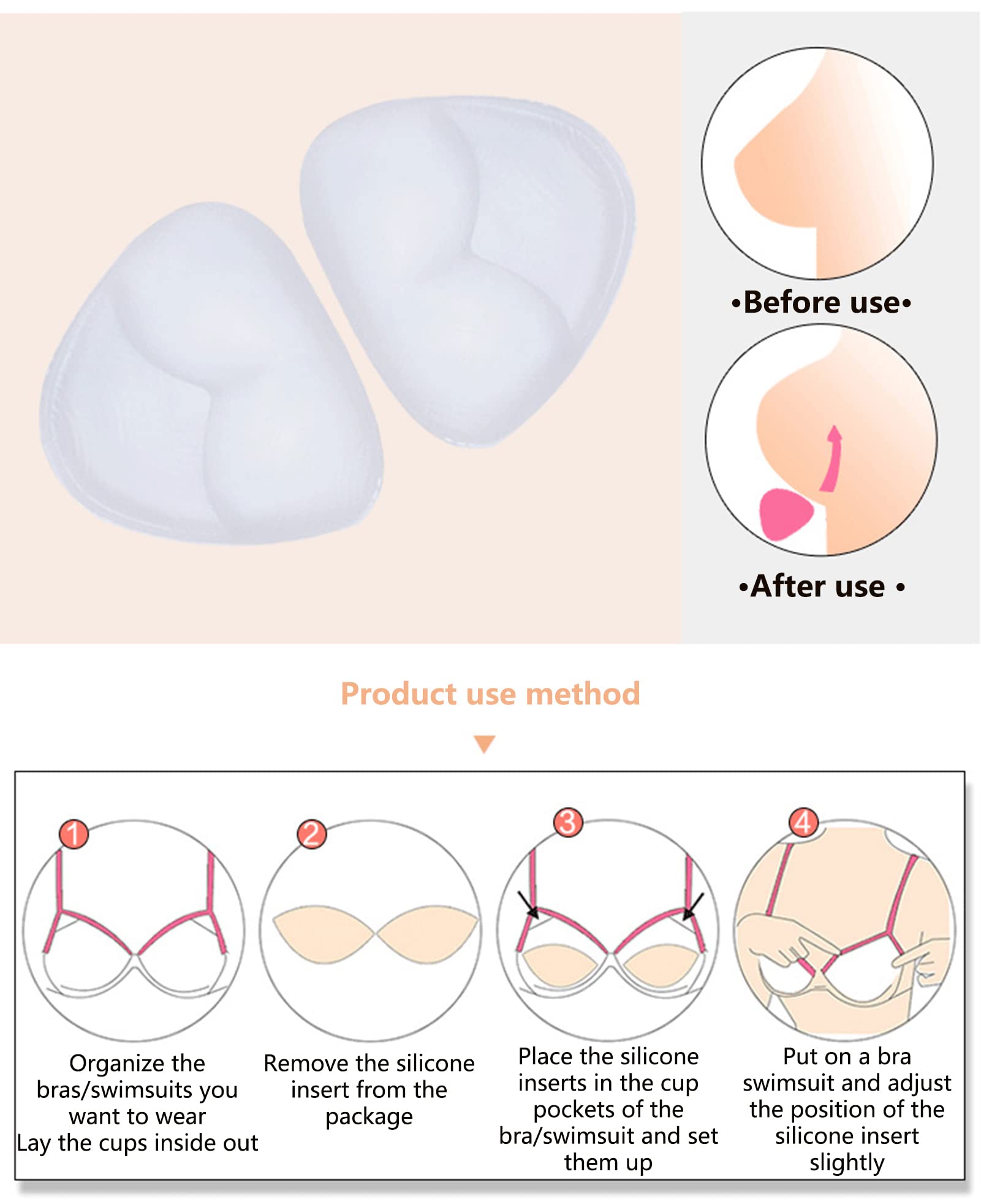 Push Up Silicone Bra Inserts for Bikini & Swimsuit - Thickened Triangle Chest Pads for Natural Lift & Comfort - Perfect for Beach, Pool & Summer Vacations