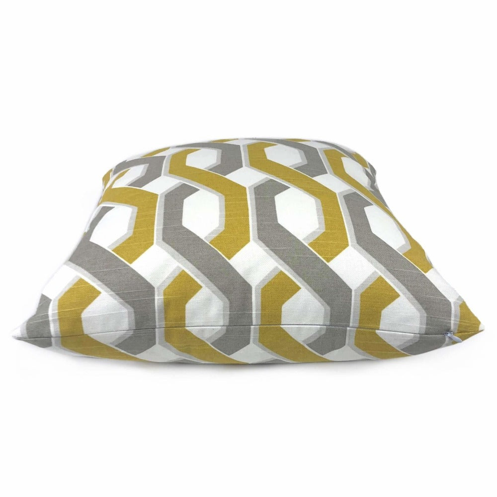 Geometric Stripe Pillow Cover - Gray, Yellow & White Twisted Design for Sofa, Bed & Home Decor