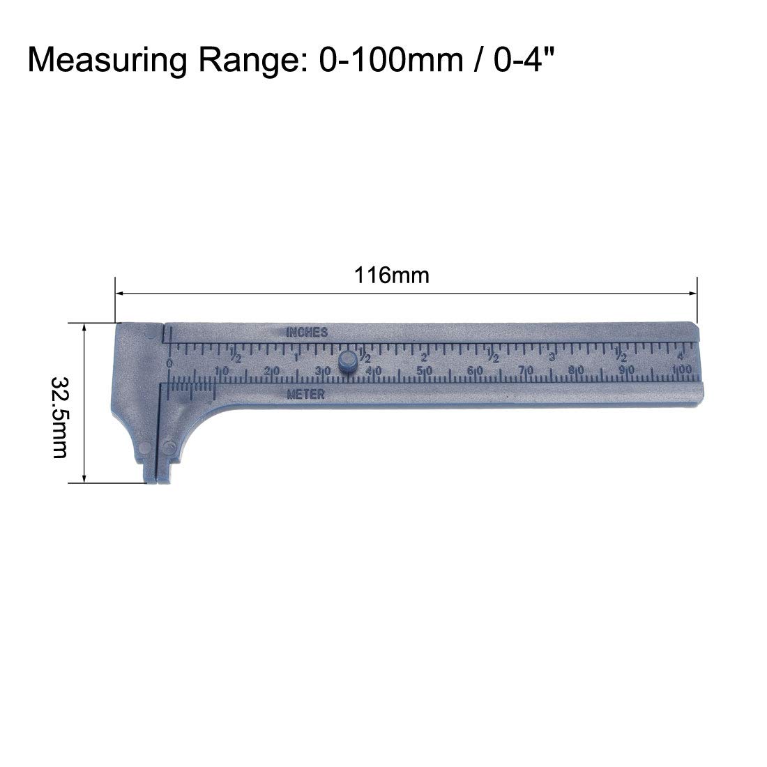 uxcell 10cm/4 Inch Plastic Vernier Caliper - Metric & Imperial Double Scale Measuring Tool for DIY, Jewelry Making, and Engineering Projects