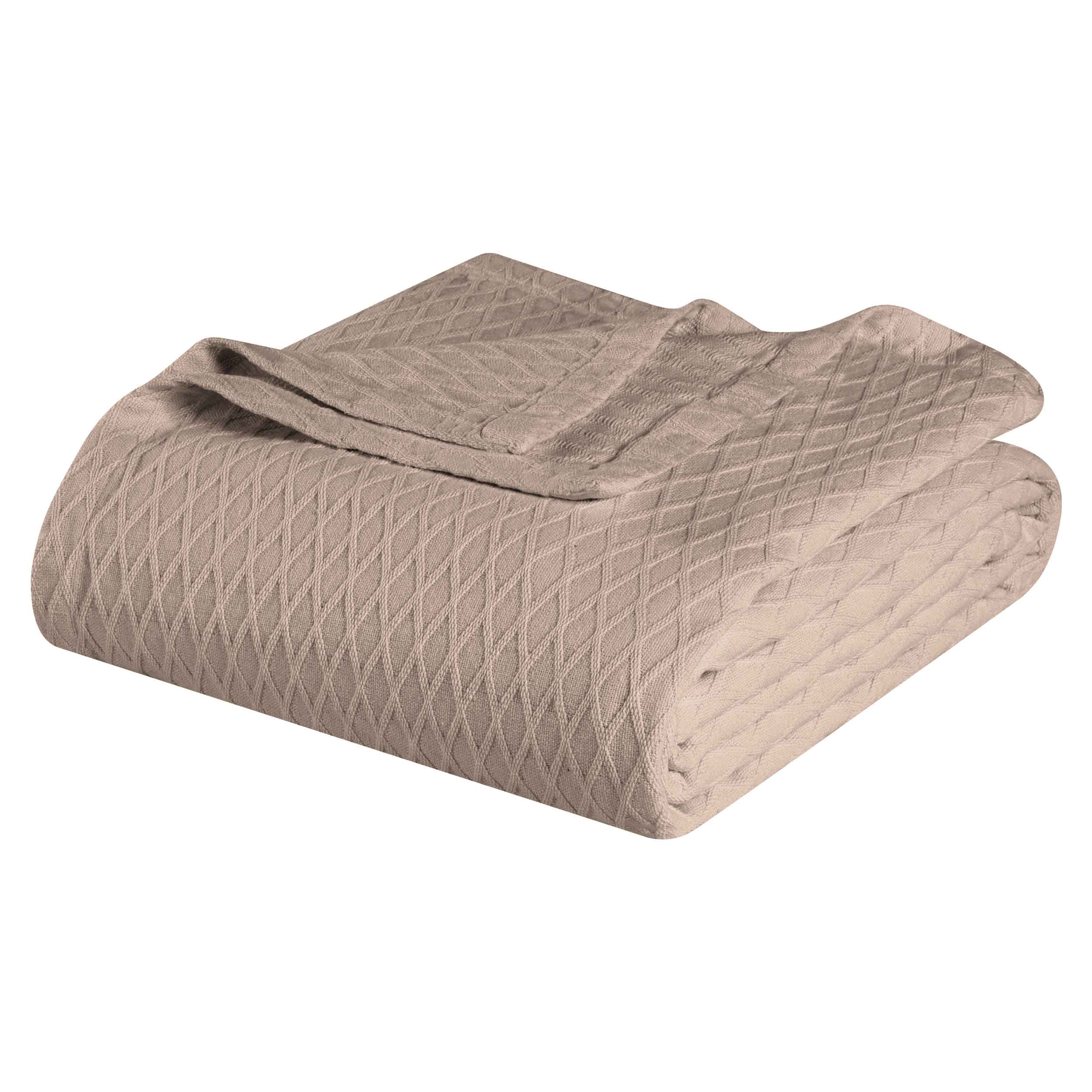 Premium Cotton All-Season Diamond Pattern Bed Blanket & Sofa Throw - Soft Cozy Blanket for Bedroom, Living Room, Travel and Gift Giving