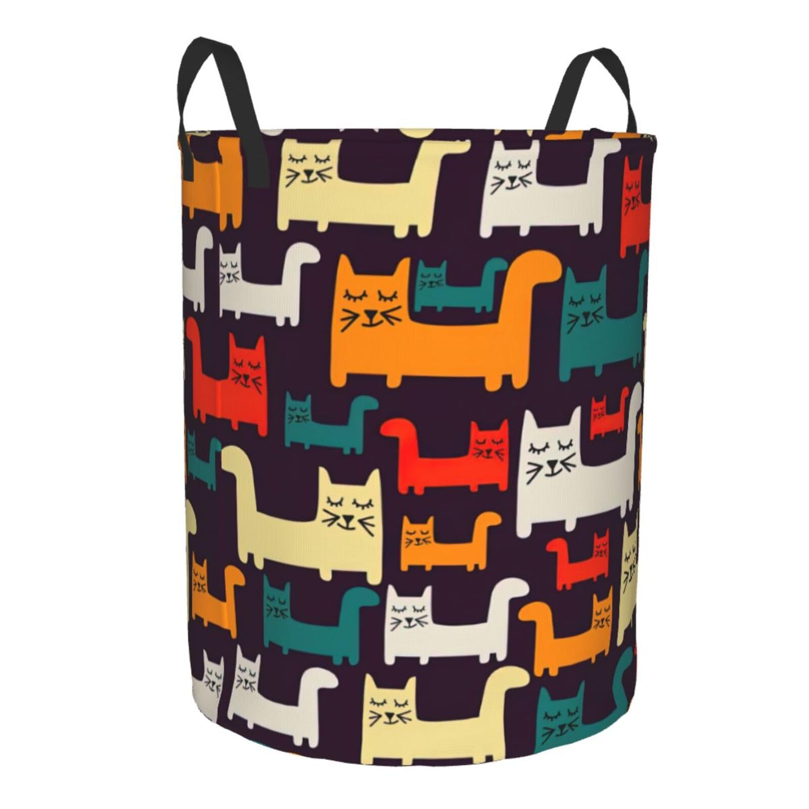 Waterproof Canvas Laundry Basket with Handle - Cat Print Storage Box for Toys, Clothes & Home Organization - Perfect for Kids' Room, Nursery & Pet Supplies Storage