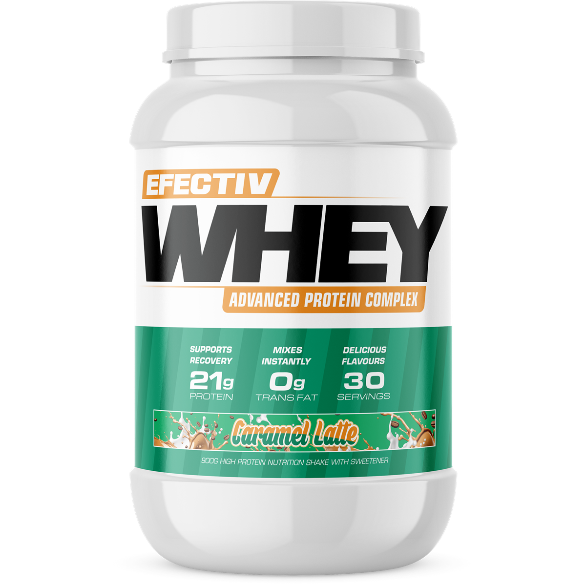 Efectiv Nutrition Whey Protein Powder 900g - Caramel Latte Flavor for Muscle Recovery & Workout - Ideal for Gym, Post-Workout & Weight Management
