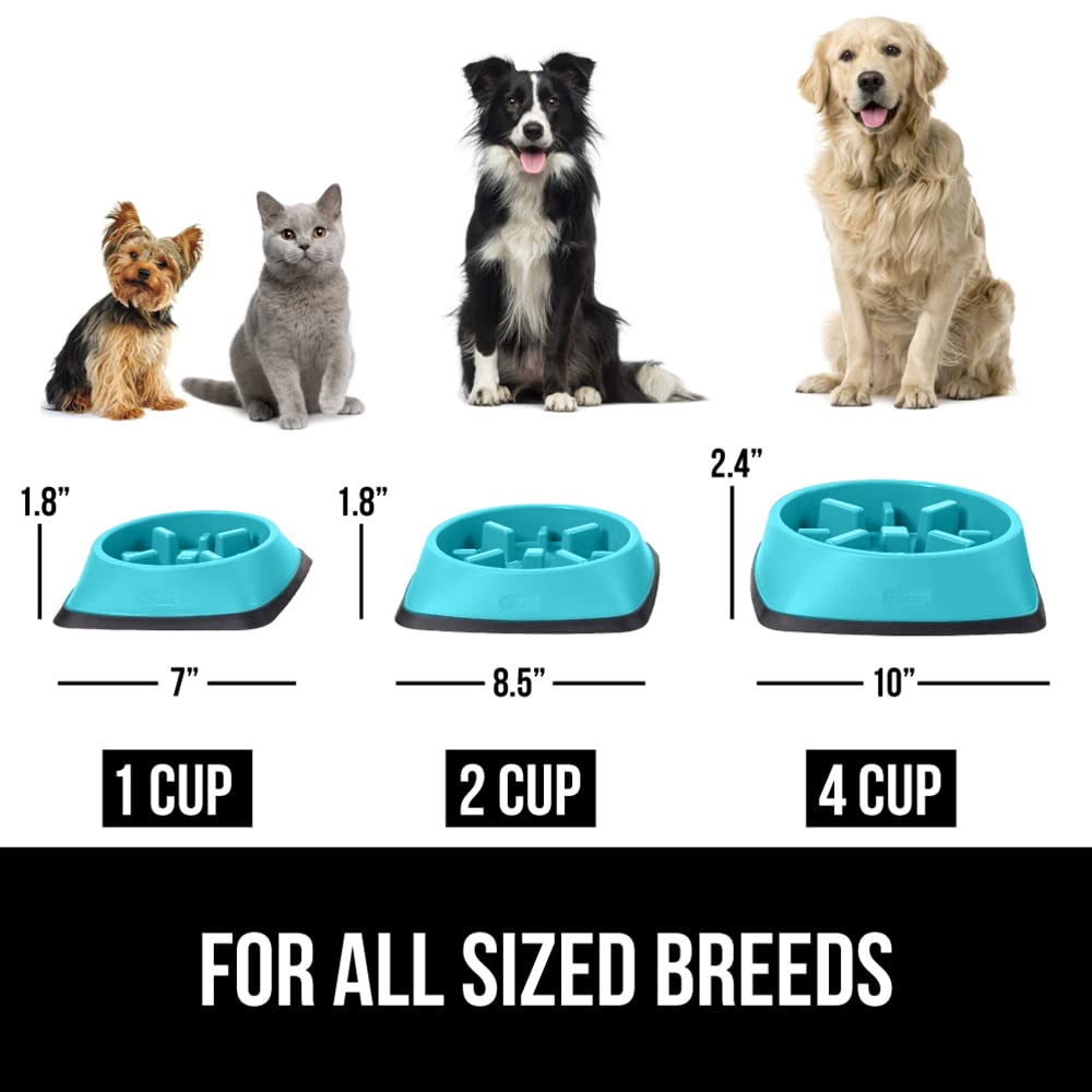 GORILLA GRIP Slow Feeder Dog Bowl - Interactive Puzzle Toy for Dogs & Cats - Prevents Overeating & Promotes Mental Stimulation - BPA Free Pet Food Training Bowl (1 Cup, Turquoise) - Perfect for Mealtime Enrichment & Puppy Training
