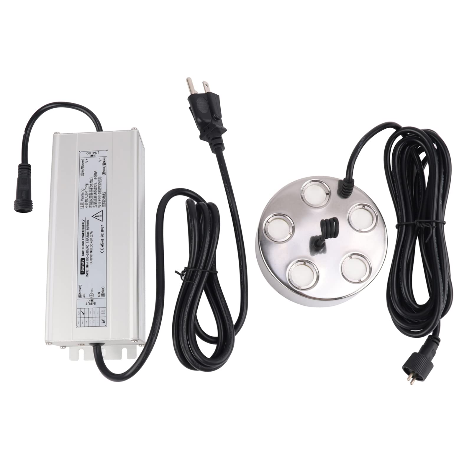 5-Head Ultrasonic Fog Maker - 1500ml/H High Output Mist Humidifier with Waterproof 120W Power Supply for Rockery, Water Features, Ponds, Gardening & Indoor Decor | Perfect for Landscaping, Home Fountain & Hydroponic Systems