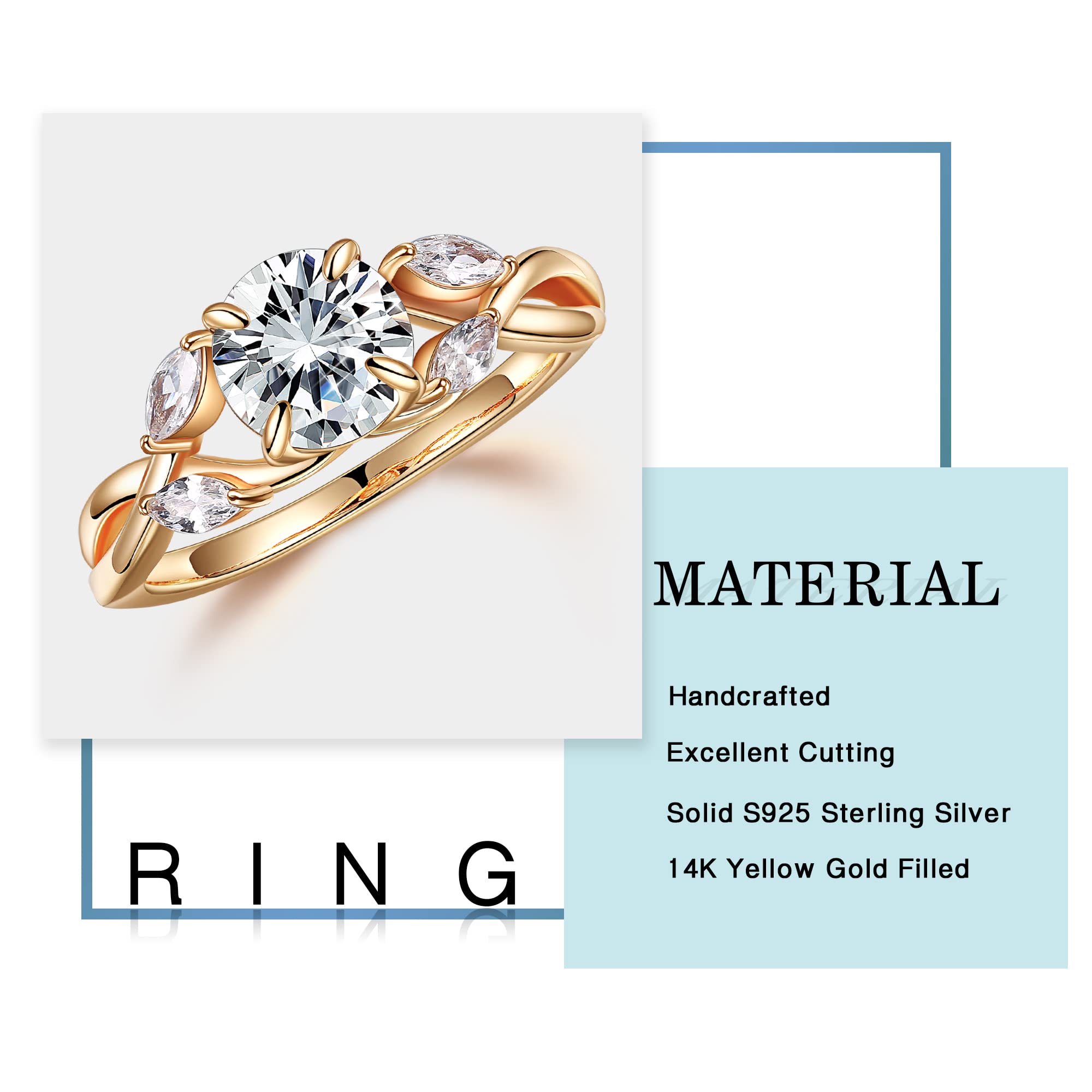 MOOSEA 1.2ct D Color VVS1 Clarity Lab-Created Moissanite Engagement Ring for Women - 925 Sterling Silver Twig Design Wedding Band, Anniversary Jewelry Gift for Her | Perfect for Proposals, Weddings & Special Occasions