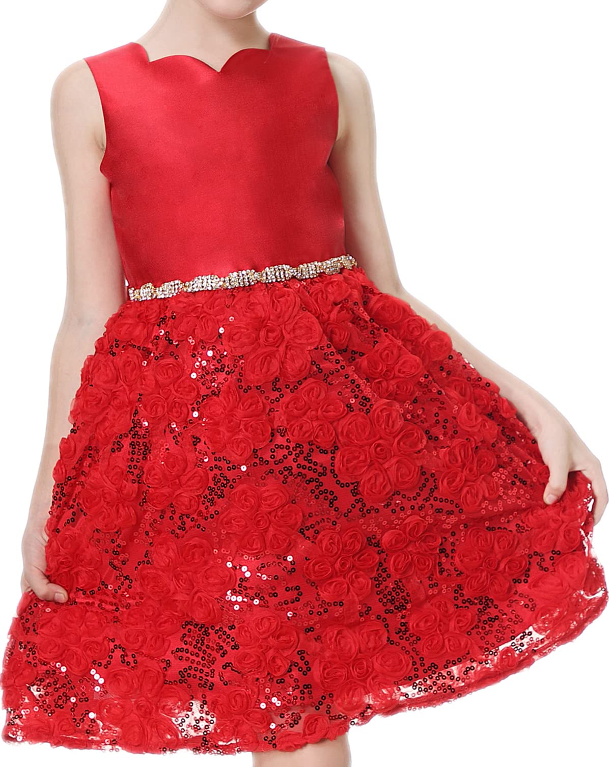 **Red Christmas Party Dress for Toddler Girls - Holiday Birthday Dance Outfit for Little Girls - Perfect for Christmas Celebrations, Birthday Parties & Special Occasions**