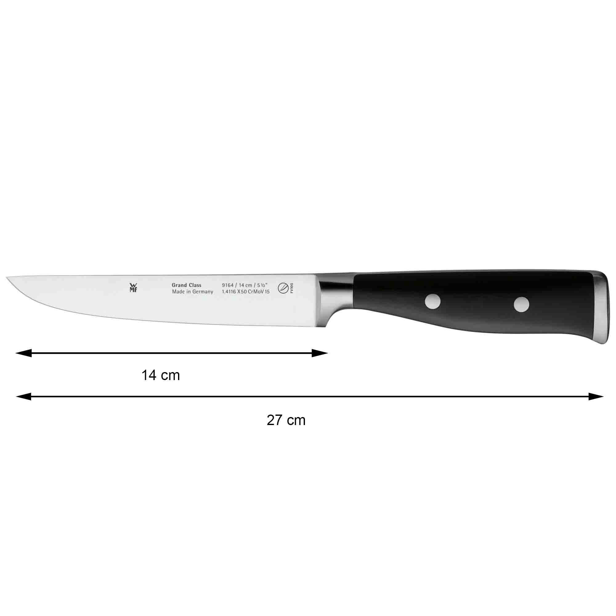 Premium WMF 3-Piece Stainless Steel Grand Class Kitchen Knife Set - Chef Knife, Paring Knife, Utility Knife - Black Ergonomic Handles for Professional Cooking & Food Prep - Perfect for Home Chefs & Culinary Enthusiasts