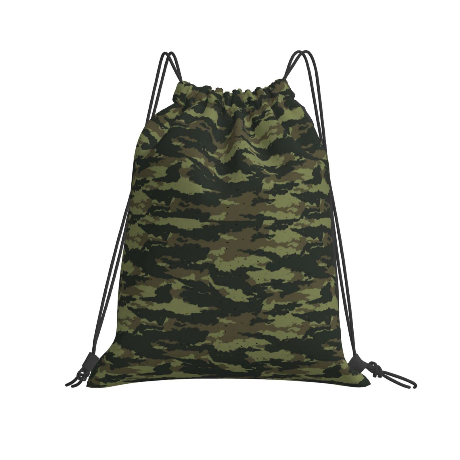Green Camouflage Drawstring Backpack - Lightweight Waterproof Gym Bag for Men & Women - Perfect for Outdoor Sports, Beach, Travel, Yoga & Camping