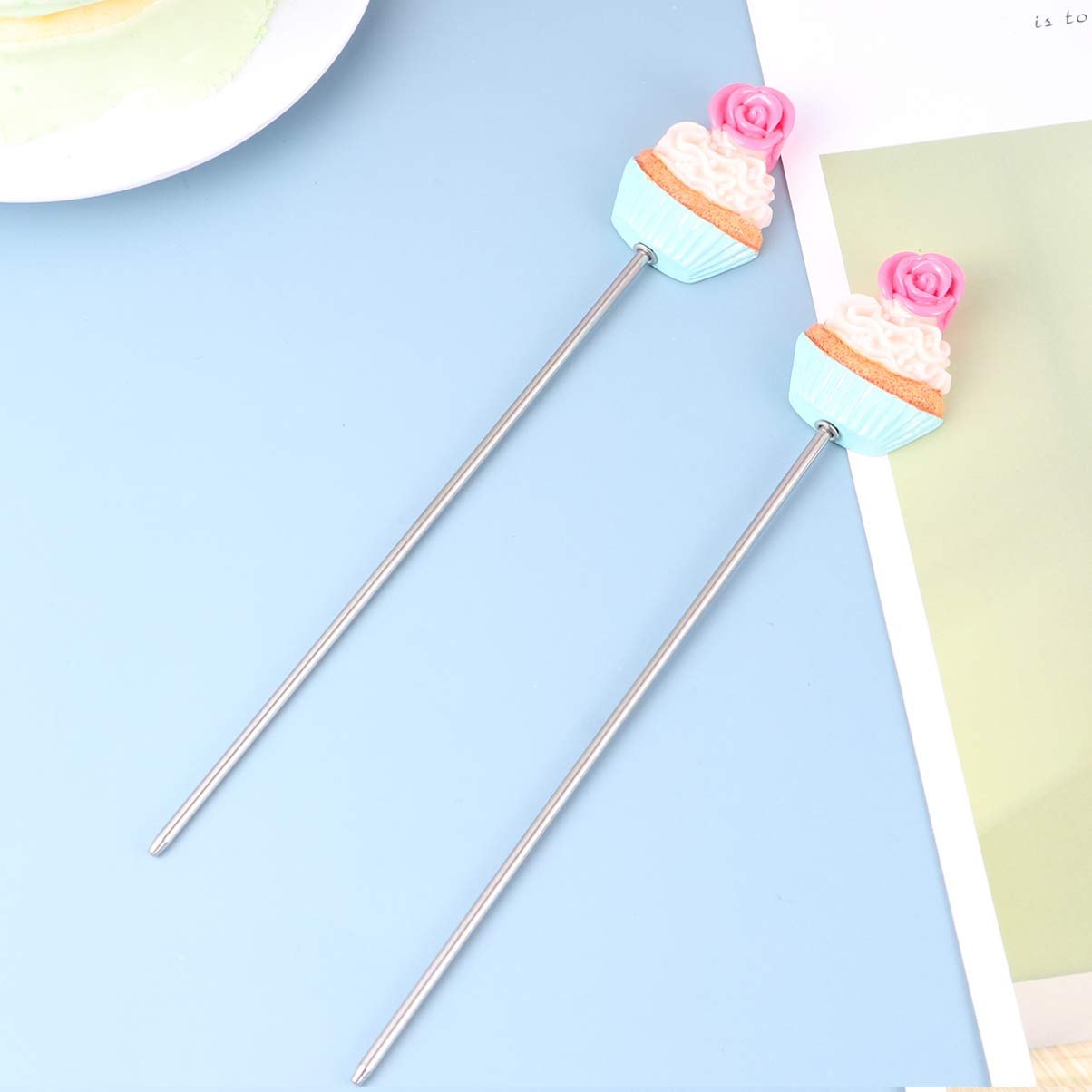 Hemoton 2-Pack Stainless Steel Cake Testers - Reusable Baking Needles for Cakes, Bread & Muffins | Perfect for DIY Baking, Pastry Testing & Dessert Making (Safflower Cake)
