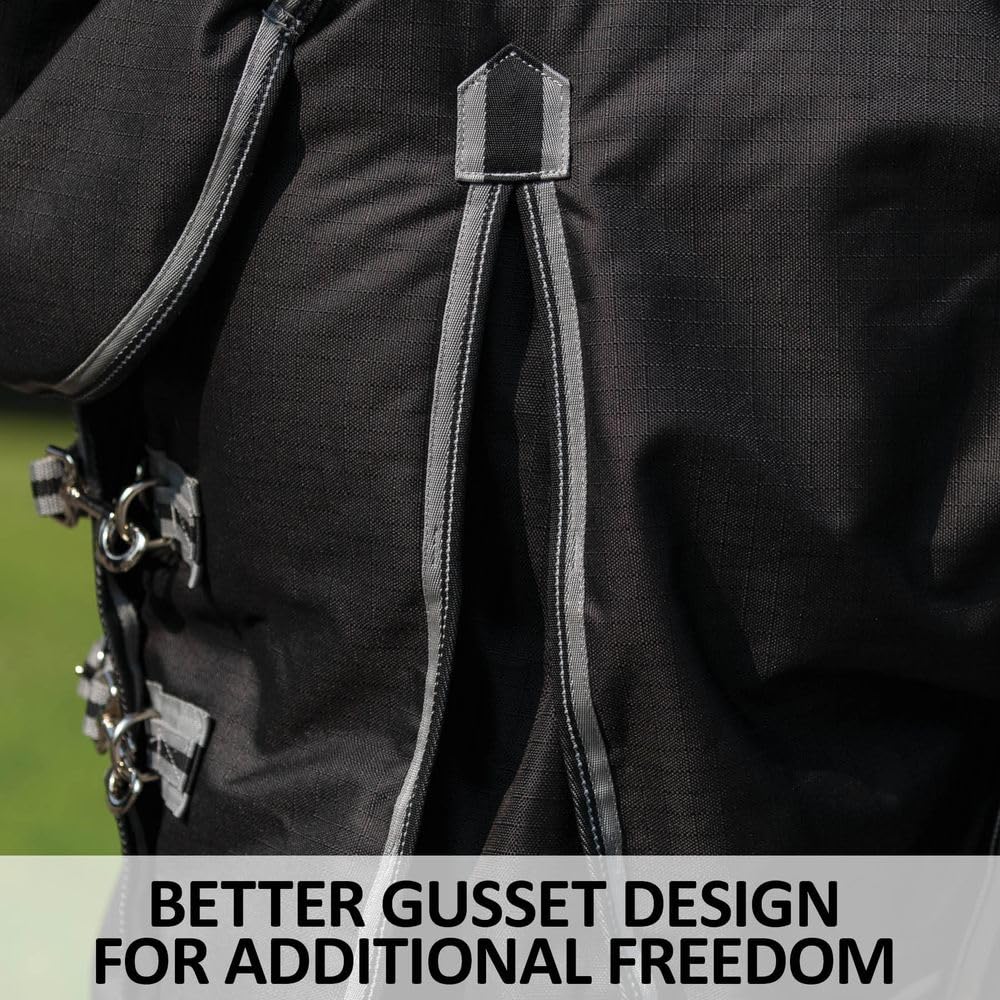 Blizzard II Horse Turnout Blanket - Waterproof Winter Horse Blanket with Attached Neck & European Surcingle Design | Ideal for Cold Weather Riding, Stable Use & Outdoor Turnout