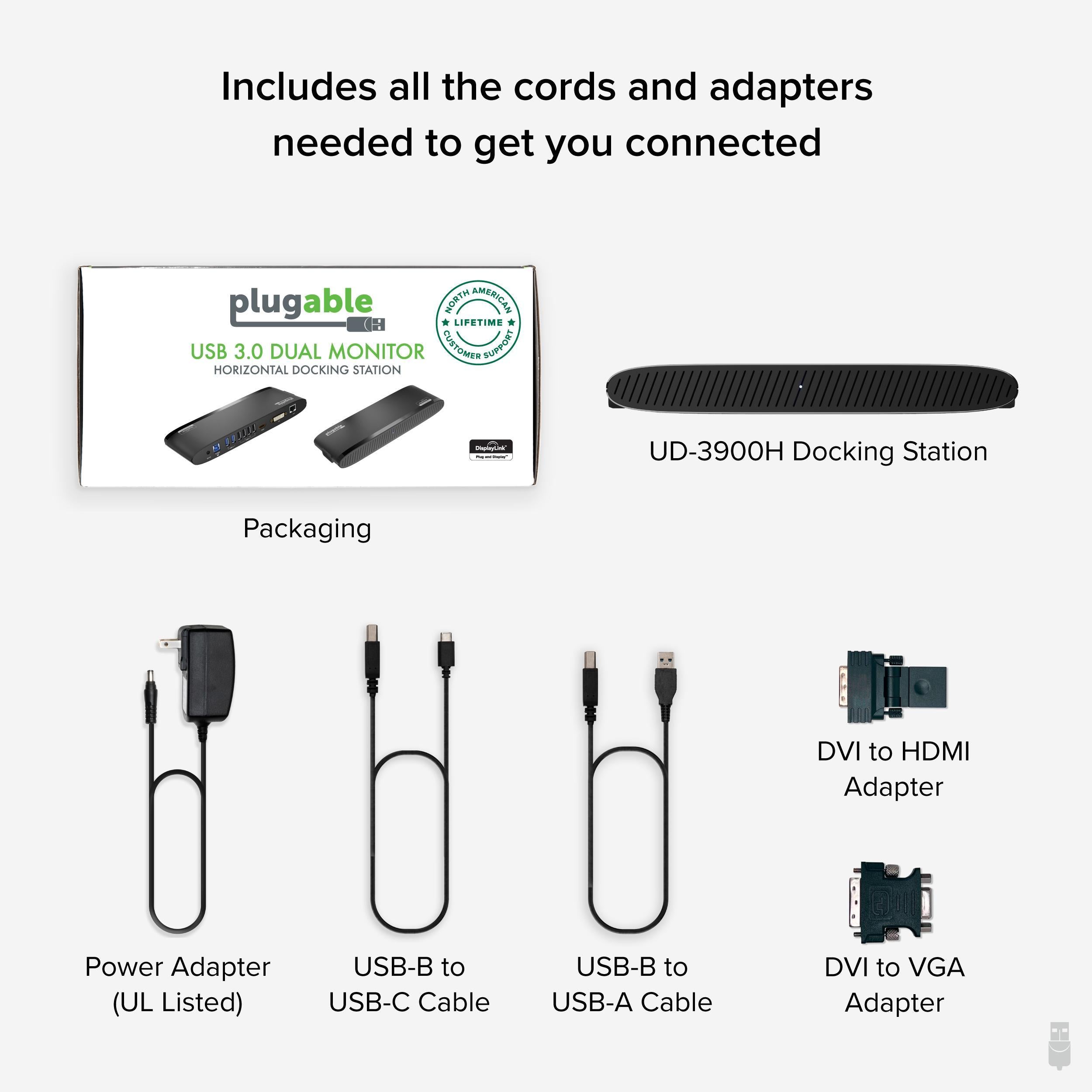 Plugable Universal Dual HDMI Docking Station for Laptops - Compatible with Dell, HP, Lenovo & MacBook - Expand Your Workspace with Dual Monitor Setup for Home Office & Gaming