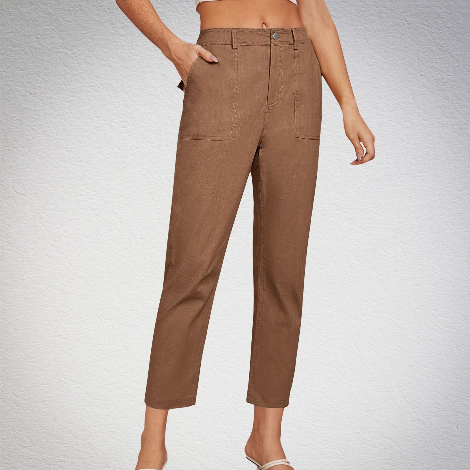 Women's Cropped Dress Pants - High Waist Business Casual Ankle Work Trousers with Pockets | Straight Leg Capri Pants for Office, Professional Wear & Smart Casual Outfits