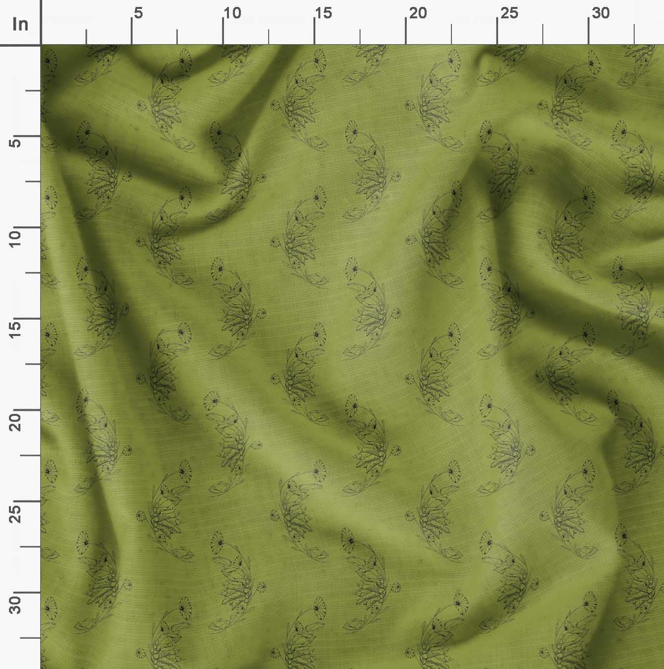 Soimoi Moss Green Georgette Fabric by The Yard - 44 Inch Wide Printed Floral Leaf Design - Elegant Artistic Fabric for Dresses, Scarves, Home Decor & DIY Projects