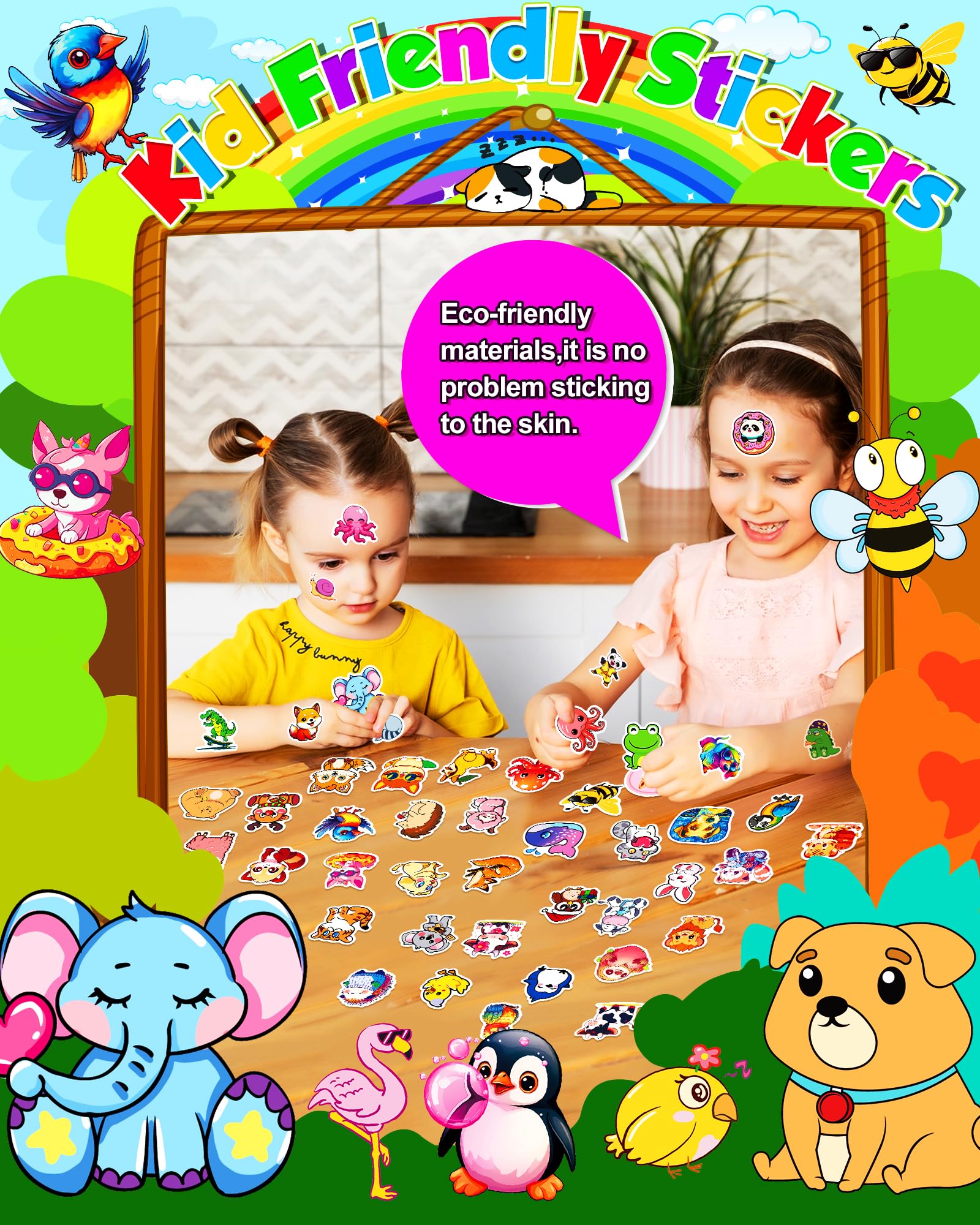 100Pcs Cute Animal Stickers for Kids - Waterproof Vinyl Decals for Water Bottles, Laptops, Phones, Cars & More - Fun Classroom Rewards & Elementary School Prizes - Perfect for DIY Crafts, Scrapbooking & Personalizing Belongings